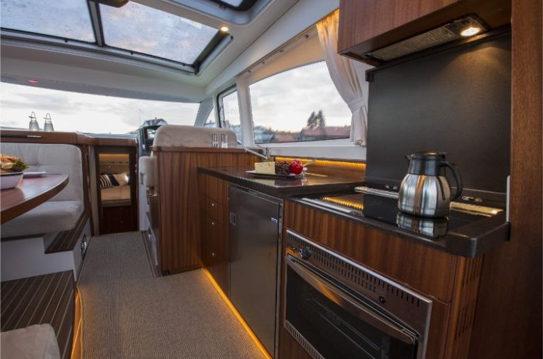 A well designed galley with all the necessary appliances.