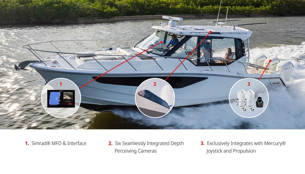 Boat with Simrad MFD & Interface, 6 depth perceiving cameras, Mercury joystick & propulsion